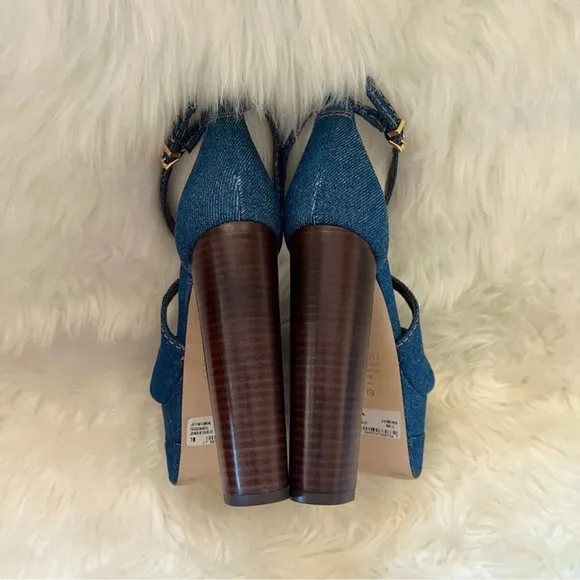 New! Rare SCHUTZ Latifah Denim Strappy Platform Sandals