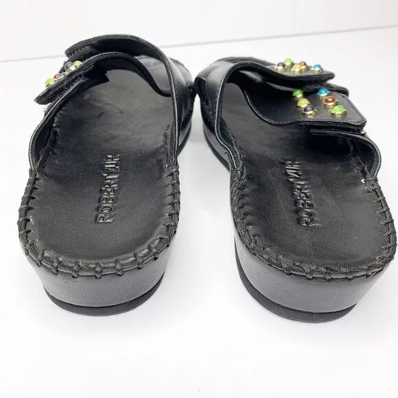NEW Robert Zur Criss Cross Platform Slides 5.5 Sandals Black Leather Soft $285