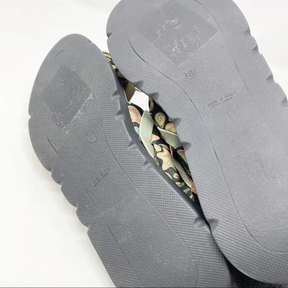 NEW Ron White RAPISARDI EU 38 US 7.5/8 Black Elastic MARETTA Platform Sandals