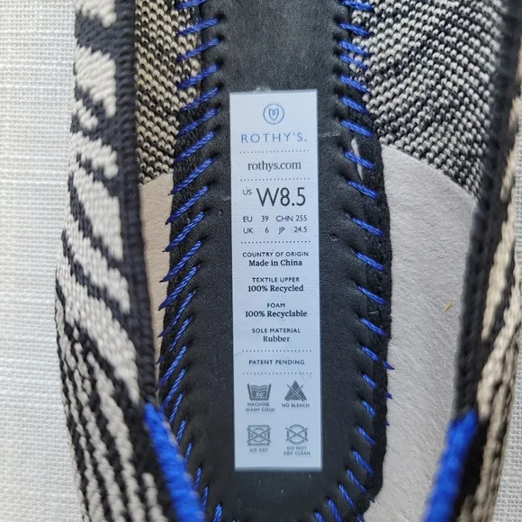 New! Rothy’s sz 8.5 Black White Zebra Ballet Flats Shoes New in Box