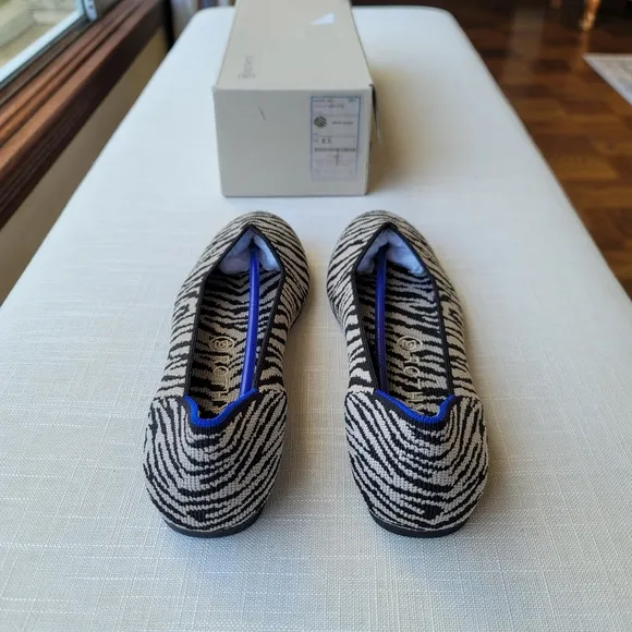 New! Rothy’s sz 8.5 Black White Zebra Ballet Flats Shoes New in Box