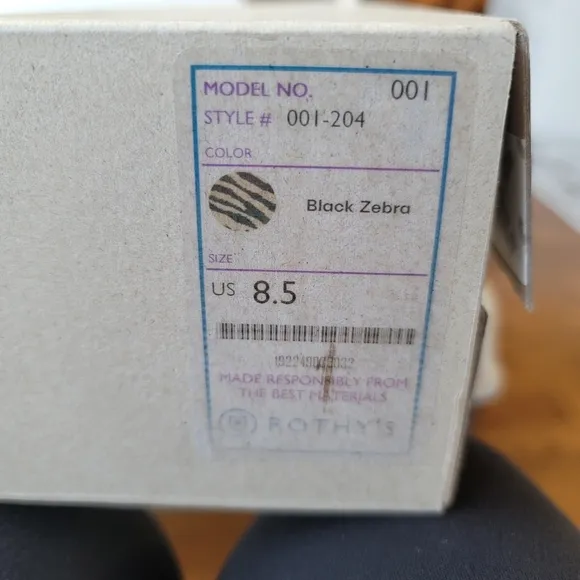 New! Rothy’s sz 8.5 Black White Zebra Ballet Flats Shoes New in Box