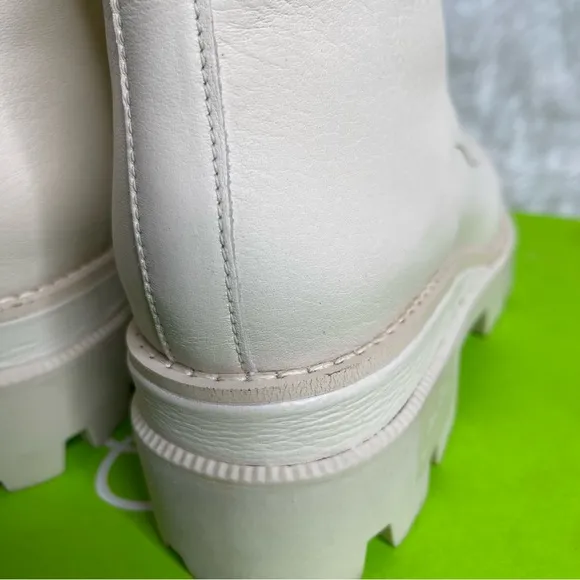 New SAM EDELMAN Garret leather combat boots size 7.5 in ivory