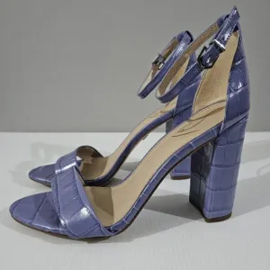 NEW Sam Edelman Yaro Block Heel Sandal Dusty Violet Croc Embossed Leather 8.5