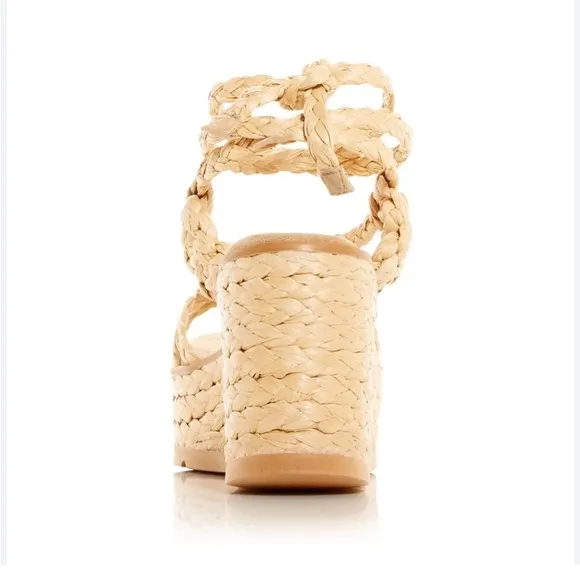 NEW Schutz Revolve* Geissa Platform Wedge Espadrille Sandals Nude, Size 11B $158