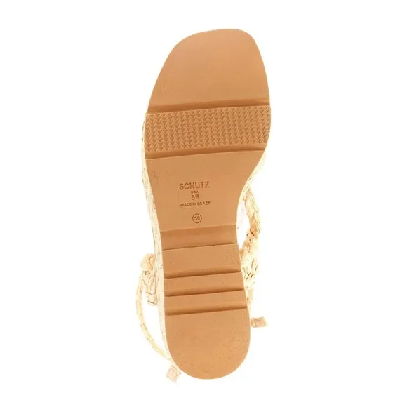 NEW Schutz Revolve* Geissa Platform Wedge Espadrille Sandals Nude, Size 11B $158
