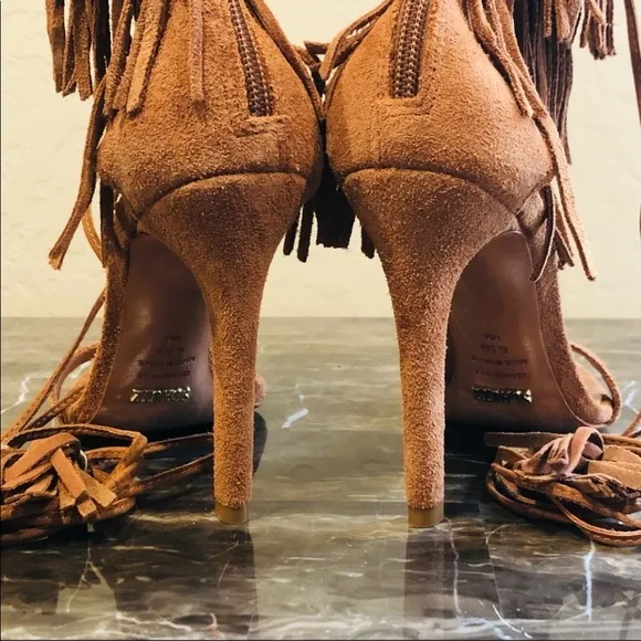 NEW Schutz Suede Fringe Stiletto Gladiator Heels