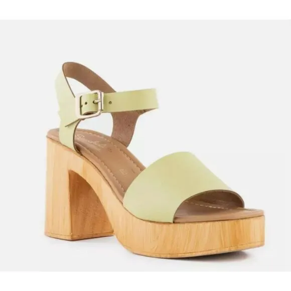 NEW Seychelles Manilla Platform Heel Light Green Lime Sandals 8.5