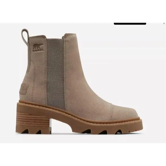 New Sorel Joan Now Chelsea Women sz 11 low  Heel Suede Leather Ankle Boots Taupe