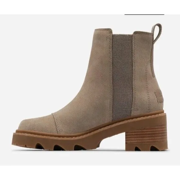 New Sorel Joan Now Chelsea Women sz 11 low  Heel Suede Leather Ankle Boots Taupe