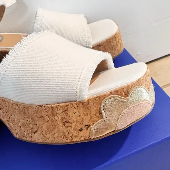 NEW Steve Madden Daysee Frayed Denim Platform Ankle Strap Sandals