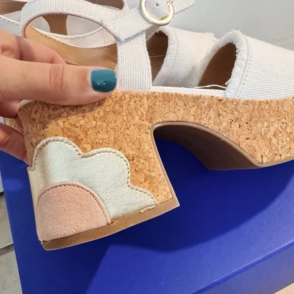 NEW Steve Madden Daysee Frayed Denim Platform Ankle Strap Sandals