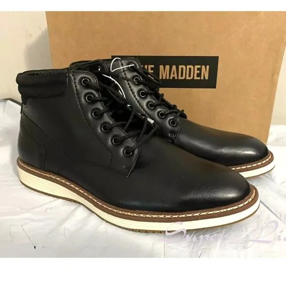 NEW Steve Madden Men's P-Jelen Leather Zip Chukka Boots