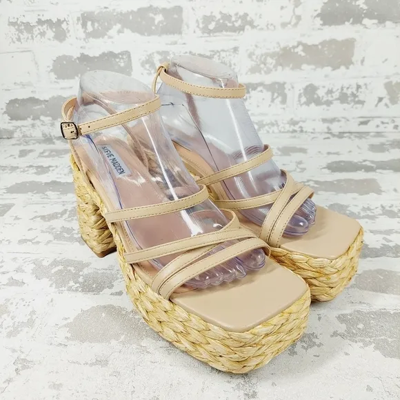 New STEVE MADDEN Women's Belise Strappy Espadrille Platform Sandals D675