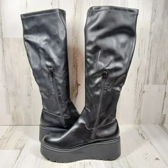 NEW Steve Madden Women's Kiam Black Platform High Boots #1430
