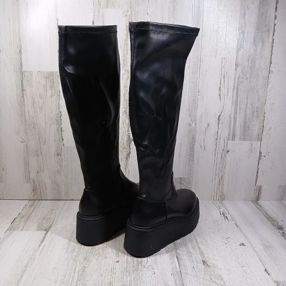 NEW Steve Madden Women's Kiam Black Platform High Boots #1430