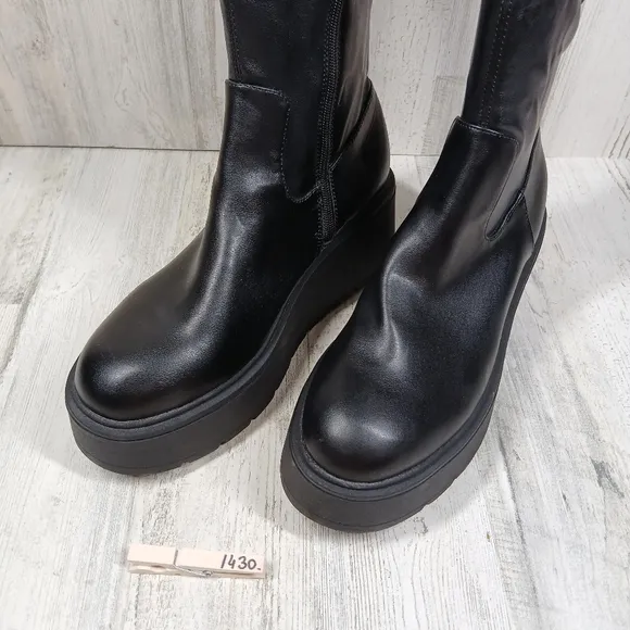 NEW Steve Madden Women's Kiam Black Platform High Boots #1430