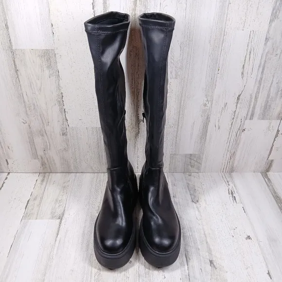 NEW Steve Madden Women's Kiam Black Platform High Boots #1430