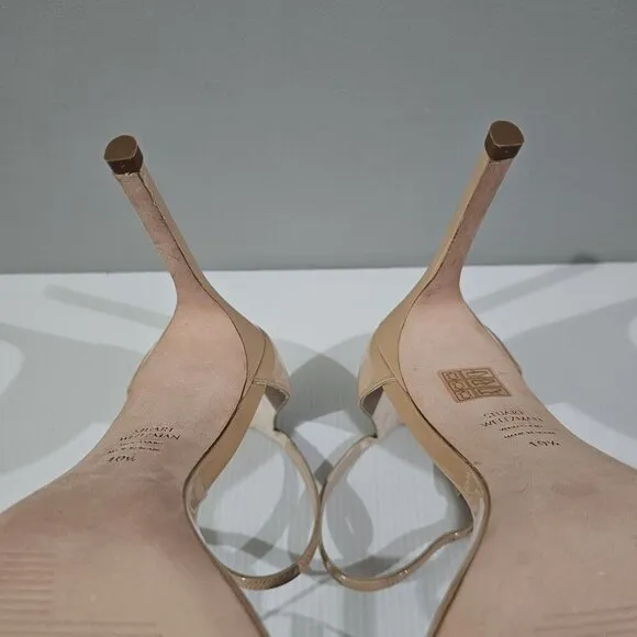 NEW Stuart Weitzman Nudistsong Heel Sandal Tan Leather 10.5