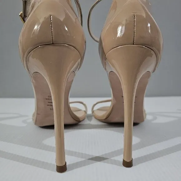 NEW Stuart Weitzman Nudistsong Heel Sandal Tan Leather 10.5