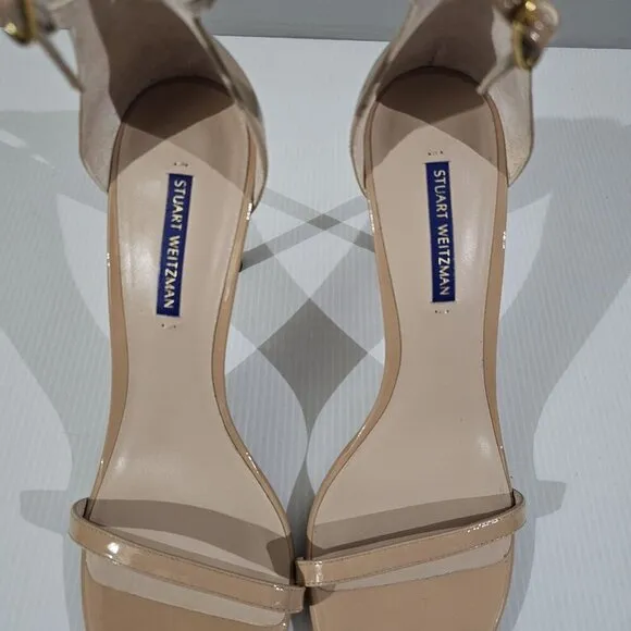 NEW Stuart Weitzman Nudistsong Heel Sandal Tan Leather 10.5