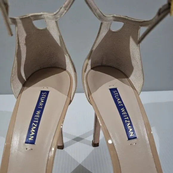 NEW Stuart Weitzman Nudistsong Heel Sandal Tan Leather 10.5