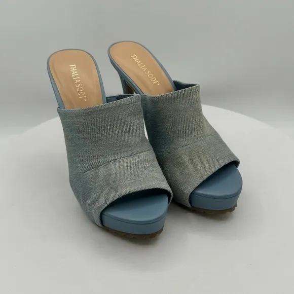 NEW THALIA SODI Cindie Stiletto Slip On Heeled Sandal Size 7 Color Blue MSRP $80