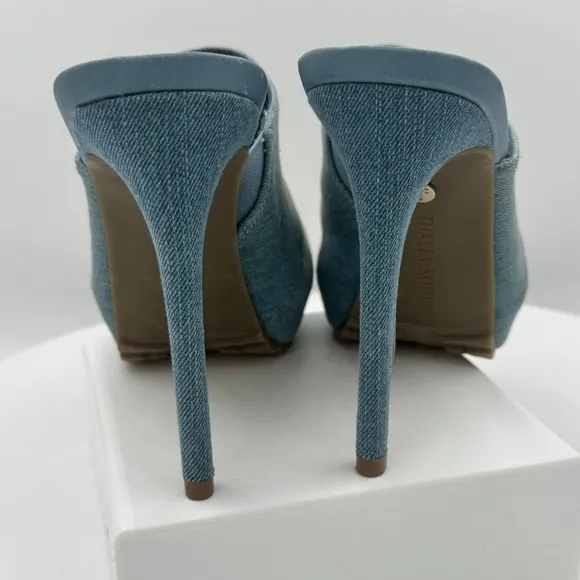 NEW THALIA SODI Cindie Stiletto Slip On Heeled Sandal Size 7 Color Blue MSRP $80