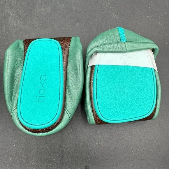 New Tieks Sz 7 Shoes Pacific Green Ballet Slipper Flats w/ Storage and Tote Bags