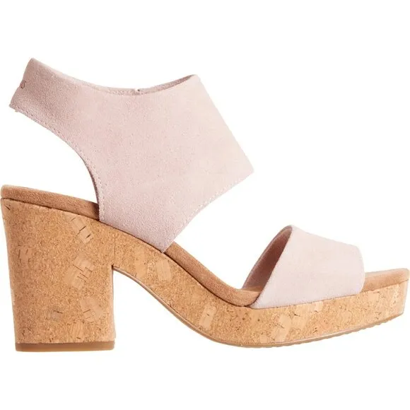 new TOMS Majorca Cork Platform Sandals GENUINE Suede 252 392