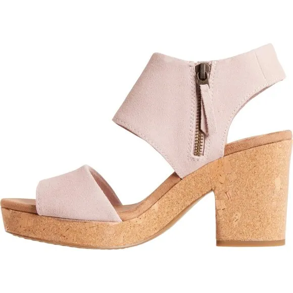 new TOMS Majorca Cork Platform Sandals GENUINE Suede 252 392
