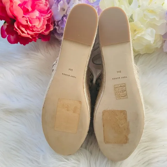NEW | Tory Burch Basketweave Calfskin Wedge Espadrille Sandals