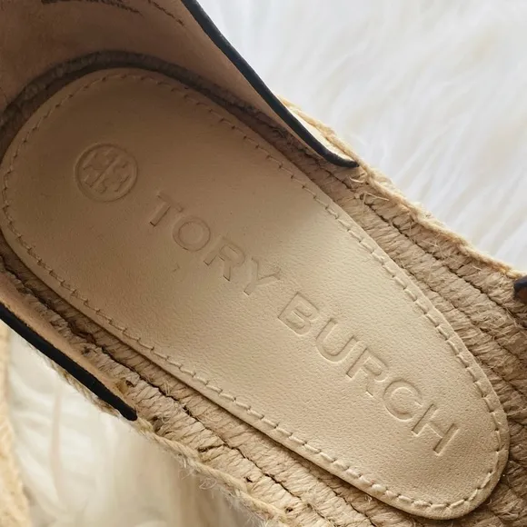 NEW | Tory Burch Basketweave Calfskin Wedge Espadrille Sandals
