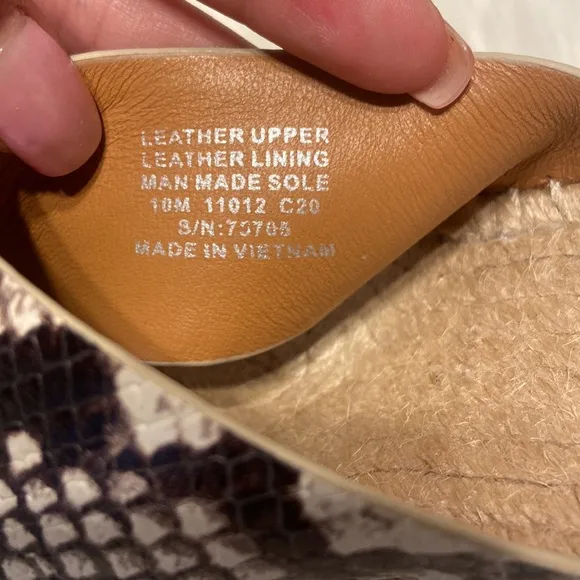 New Tory Burch Selby Snakeskin Embossed Leather Espadrille Wedge Sandals Size 10
