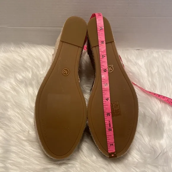 New Tory Burch Selby Snakeskin Embossed Leather Espadrille Wedge Sandals Size 10