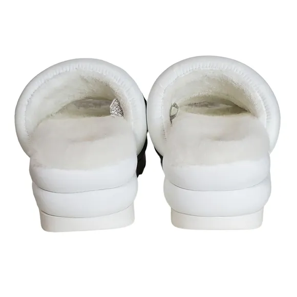 New Ugg maxi slide logo quilted puff platform slipper sandals white black size 8