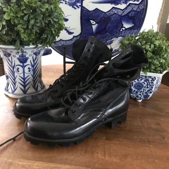 New unworn vintage canvas combat tactical boots 8