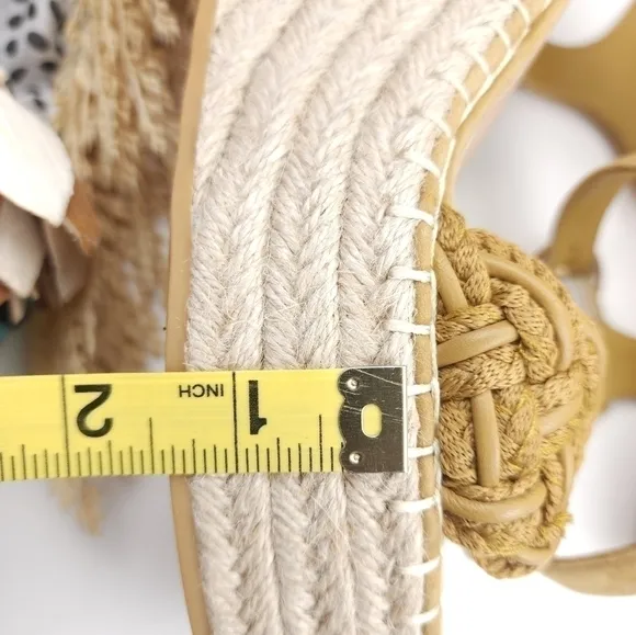 New Veronica Beard Mustard Tan Reema Platform Espadrille Sandals Size 10