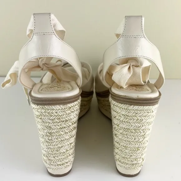 NEW VINCE CAMUTO BEIGE PLATFORM WEDGE SANDALS