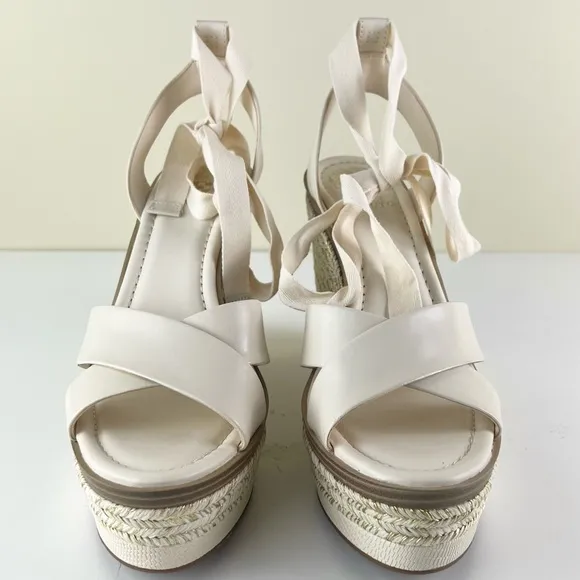 NEW VINCE CAMUTO BEIGE PLATFORM WEDGE SANDALS