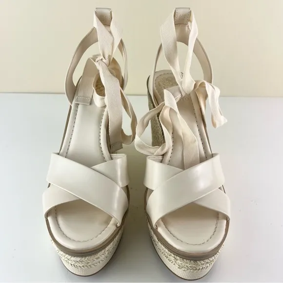 NEW VINCE CAMUTO BEIGE PLATFORM WEDGE SANDALS