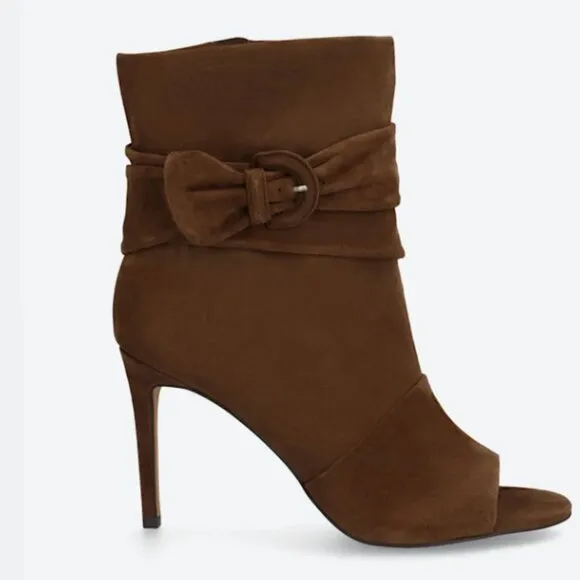 new Vince Camuto Womens ANTAYA Suede Peep Toe Ankle Booties Shoes