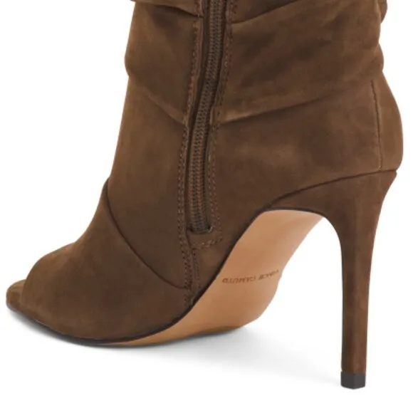 new Vince Camuto Womens ANTAYA Suede Peep Toe Ankle Booties Shoes