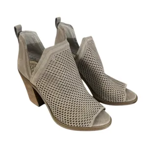 New Vince Camuto Women's Kensa Peep Toe Perforated Ankle Booties Grey Size 9