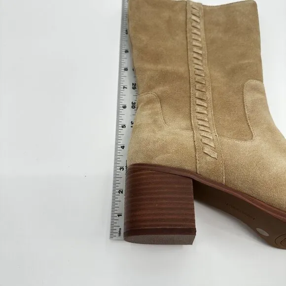 NEW Vince Camuto Zelcinna Tan Leather Water Repellent Mid Calf Boots Women's 10