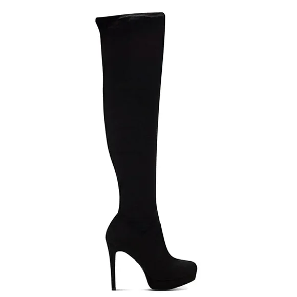 New w/Box Thalia Sodi Clarissa Black Faux Suede Over the Knee Boot Sizes 8.5, 10