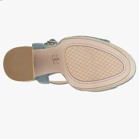 New w/o Box Jessica Simpson Ameeka Denim Espadrille T-Strap Platform Sandals