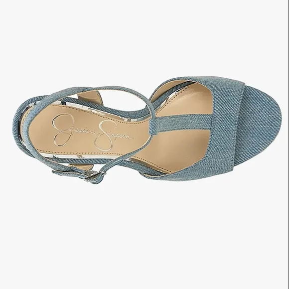 New w/o Box Jessica Simpson Ameeka Denim Espadrille T-Strap Platform Sandals
