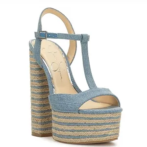 New w/o Box Jessica Simpson Ameeka Denim Espadrille T-Strap Platform Sandals