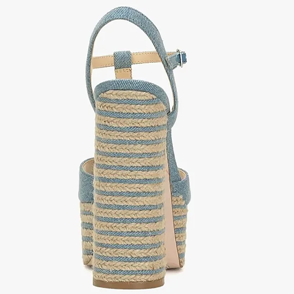 New w/o Box Jessica Simpson Ameeka Denim Espadrille T-Strap Platform Sandals